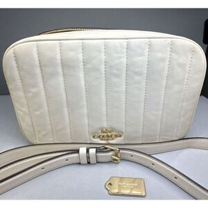 COACH Jes Crossbody Bag in Linear Quilted Leather - Cream Shoulder Bag